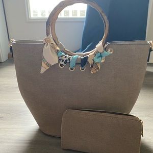 Beige Boho Purse w/ Matching Wallet New